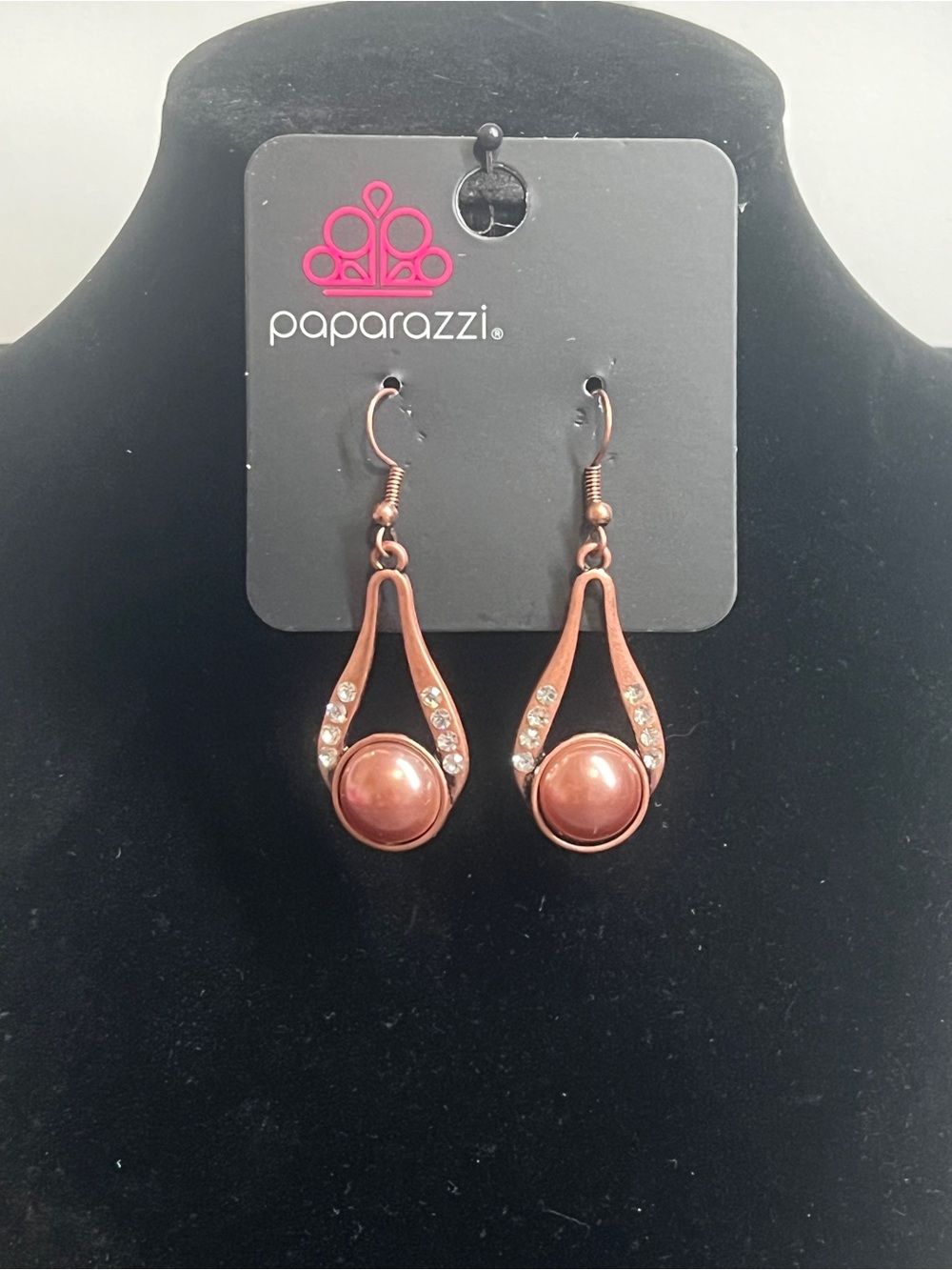 Paparazzi Copper Pink Pearl Drop Earrings